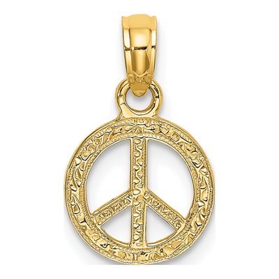 14K Yellow Gold Mini Peace Sign Charm