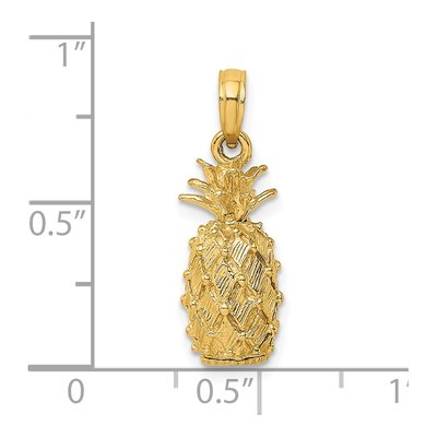 14K Yellow Gold 3D Pineapple Pendant – view 4