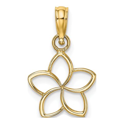14K Yellow Gold Plumeria Flower Pendant – view 4