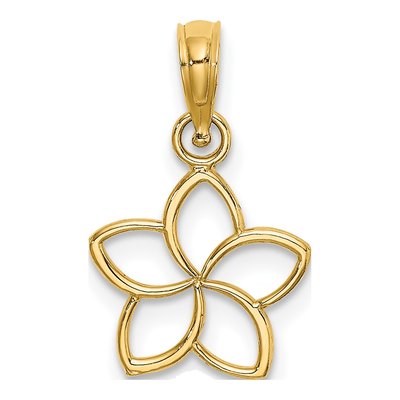 14K Yellow Gold Plumeria Flower Pendant