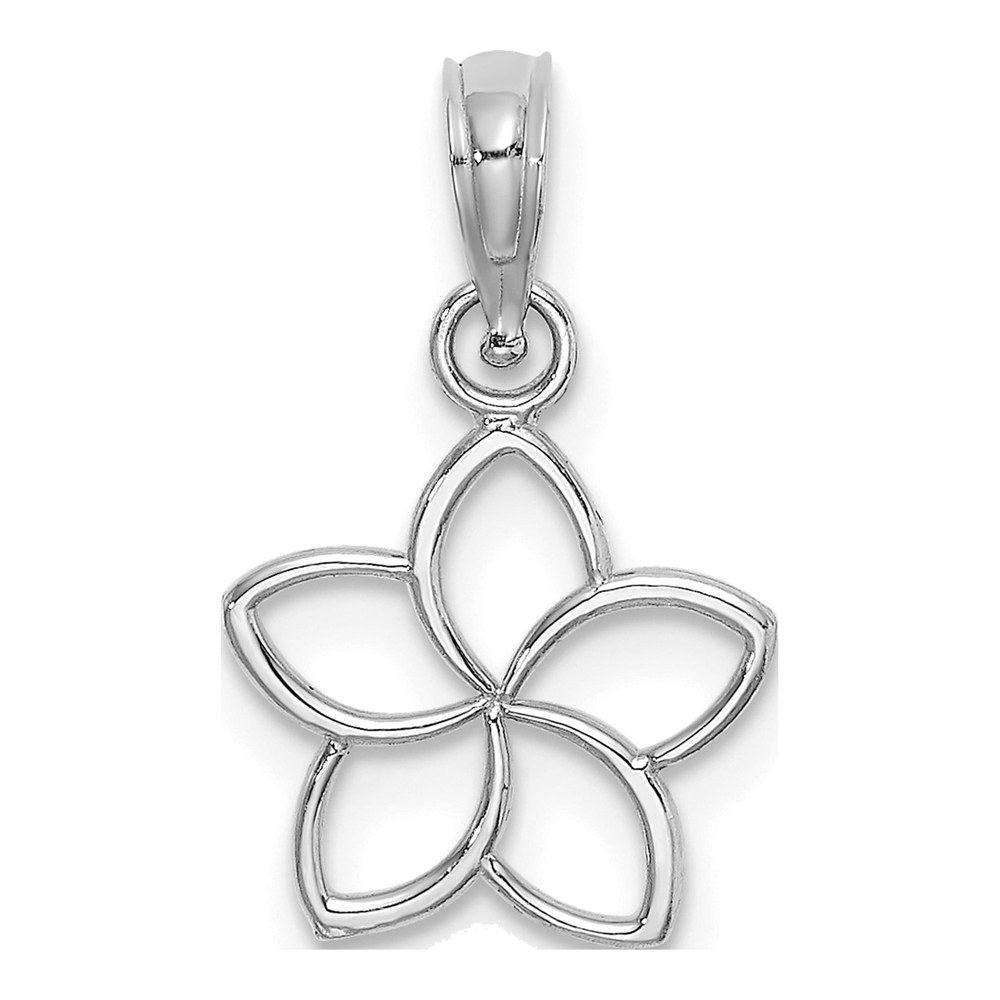 14K White Gold Plumeria Flower Pendant