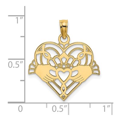 14K Yellow Gold Claddagh Heart Pendant – view 4