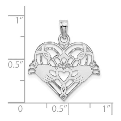 14K White Gold Claddagh Heart Pendant – view 4