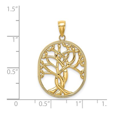 14K Yellow Gold Tree of Life Oval Frame Pendant – view 4