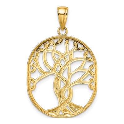14K Yellow Gold Tree of Life Oval Frame Pendant – view 5