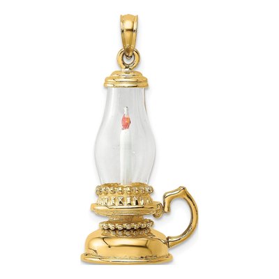14K Yellow Gold 3D Glass Lantern Charm