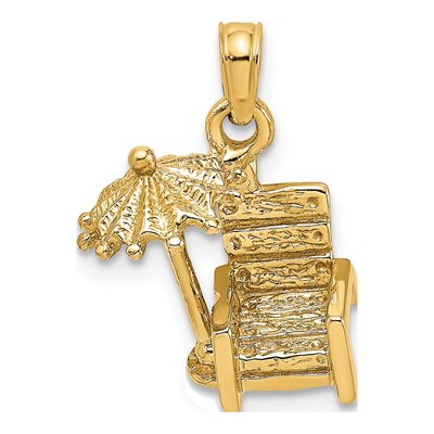 14K Yellow Gold Beach Chair Pendant