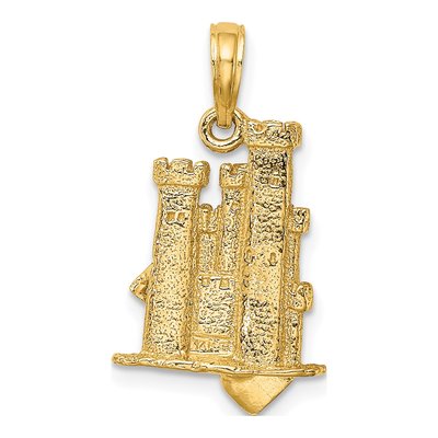 14K Yellow Gold 3D Sand Castle Charm – view 5