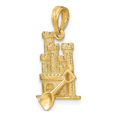 14K Yellow Gold 3D Sand Castle Charm – view 6