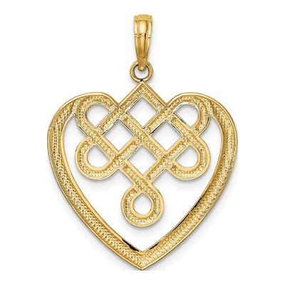 14K Yellow Gold Celtic Knot Heart Pendant – view 5