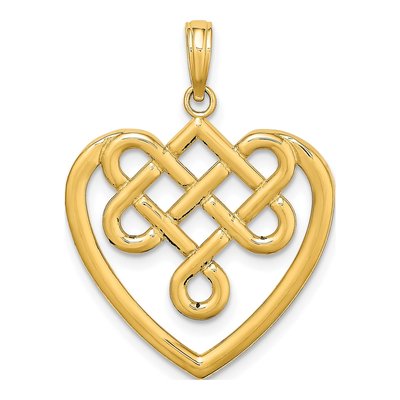 14K Yellow Gold Celtic Knot Heart Pendant
