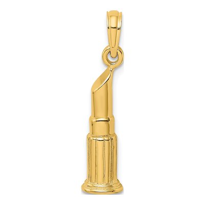 14K Yellow Gold Lipstick Tube Pendant