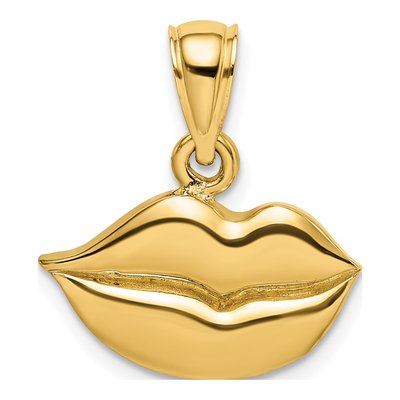 14K Yellow Gold Lips Pendant