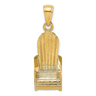 14K Yellow Gold 3-D Beach Chair Pendant