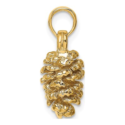 14K Yellow Gold 3-D Pinecone Pendant – view 3