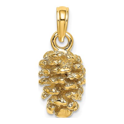 14K Yellow Gold 3-D Pinecone Pendant