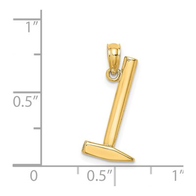 14K Yellow Gold 3D Hammer Pendant – view 4