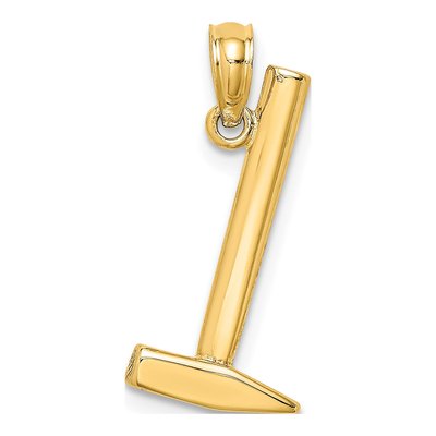14K Yellow Gold 3D Hammer Pendant