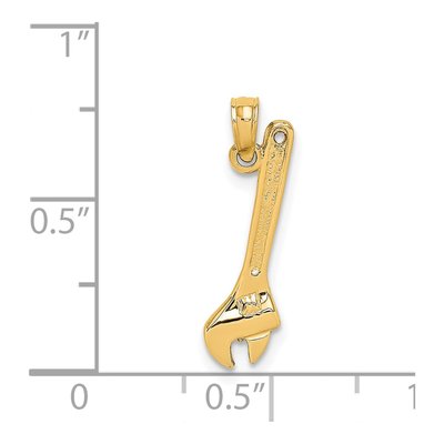 14K Yellow Gold 3D Wrench Pendant – view 4