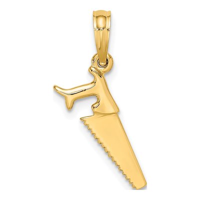 14K Yellow Gold 3D Saw Pendant