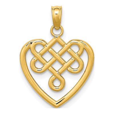 14K Yellow Gold Celtic Knot Heart Charm