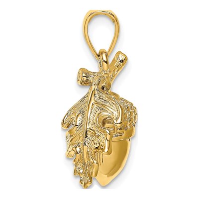 14K Yellow Gold 3D Acorn Pendant – view 3