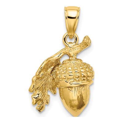 14K Yellow Gold 3D Acorn Pendant – view 4