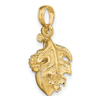 14K Yellow Gold 3D Acorn Pendant – view 5