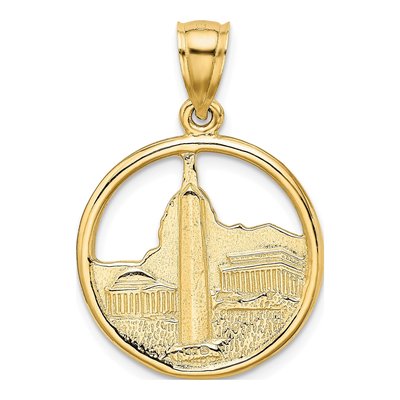 14K Yellow Gold Washington D.C Skyline Circle Charm – view 5