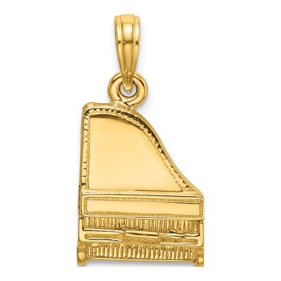 14K Yellow Gold 3-D Grand Piano Charm