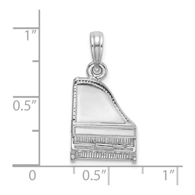 14K White Gold 3-D Grand Piano Pendant – view 4