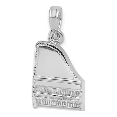 14K White Gold 3-D Grand Piano Pendant – view 6