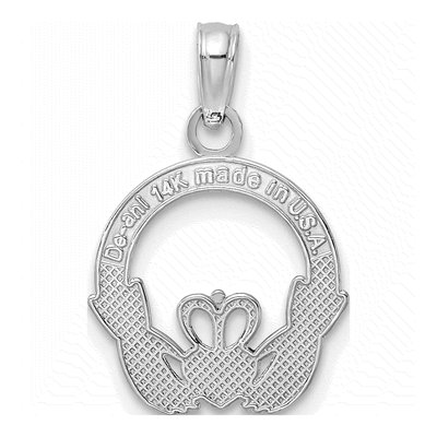 14K White Gold Round Claddagh Pendant – view 5