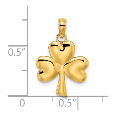 14K Yellow Gold 3-Leaf Clover Pendant – view 5