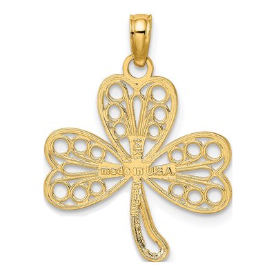 14K Yellow Gold Filigree 3-Leaf Clover Charm – view 4