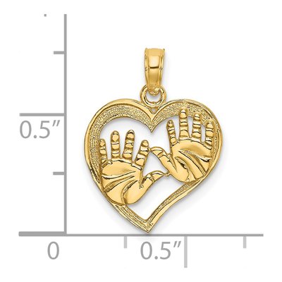 14K Yellow Gold Cut-Out Hand Prints Heart Charm – view 4
