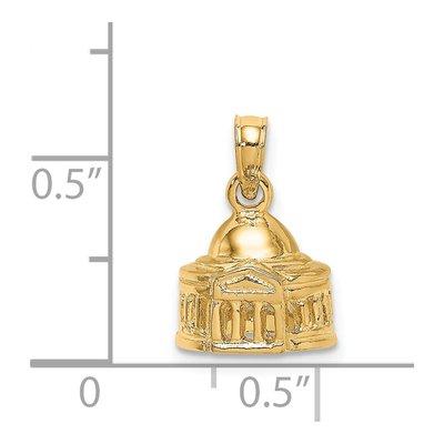 14K Yellow Gold 3-D Jefferson Memorial Charm – view 6