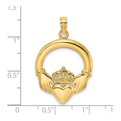 14K Yellow Gold Large Claddagh Heart Charm – view 4