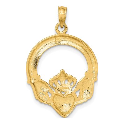 14K Yellow Gold Large Claddagh Heart Charm – view 5