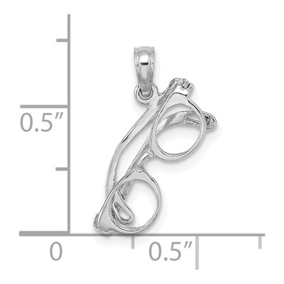 14K White Gold 3D Glasses Charm – view 4