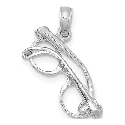 14K White Gold 3D Glasses Charm – view 5