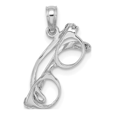 14K White Gold 3D Glasses Charm