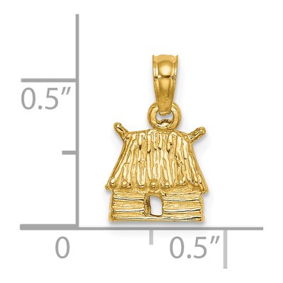 14K Yellow Gold 3-D Bungalow Hut Charm – view 4