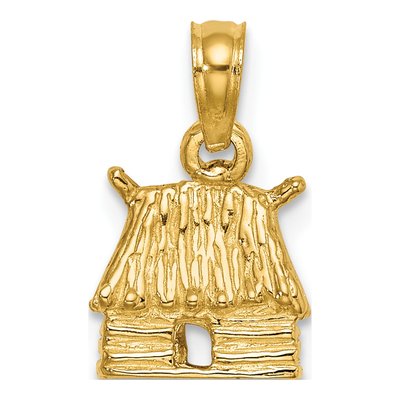 14K Yellow Gold 3-D Bungalow Hut Charm