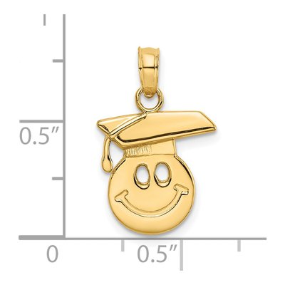 14K Yellow Gold Smiley Face Graduation Charm – view 4