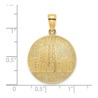 14K Yellow Gold Chicago Skyline Disc Charm – view 4
