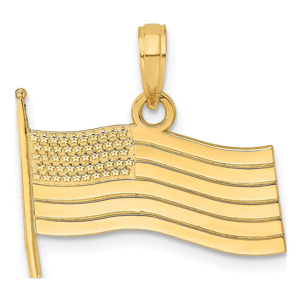 14K Yellow Gold American Flag Pendant