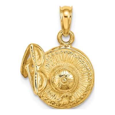 14K Yellow Gold 3D Sunhat Sunglasses Charm