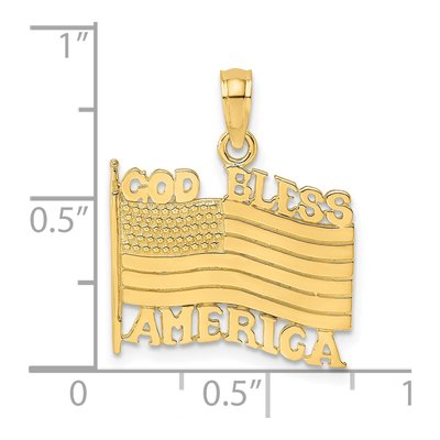 14K Yellow Gold GOD Bless America Flag Charm – view 4