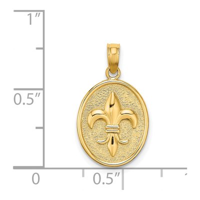 14K Yellow Gold Fleur de Lis Oval Disc Charm – view 4